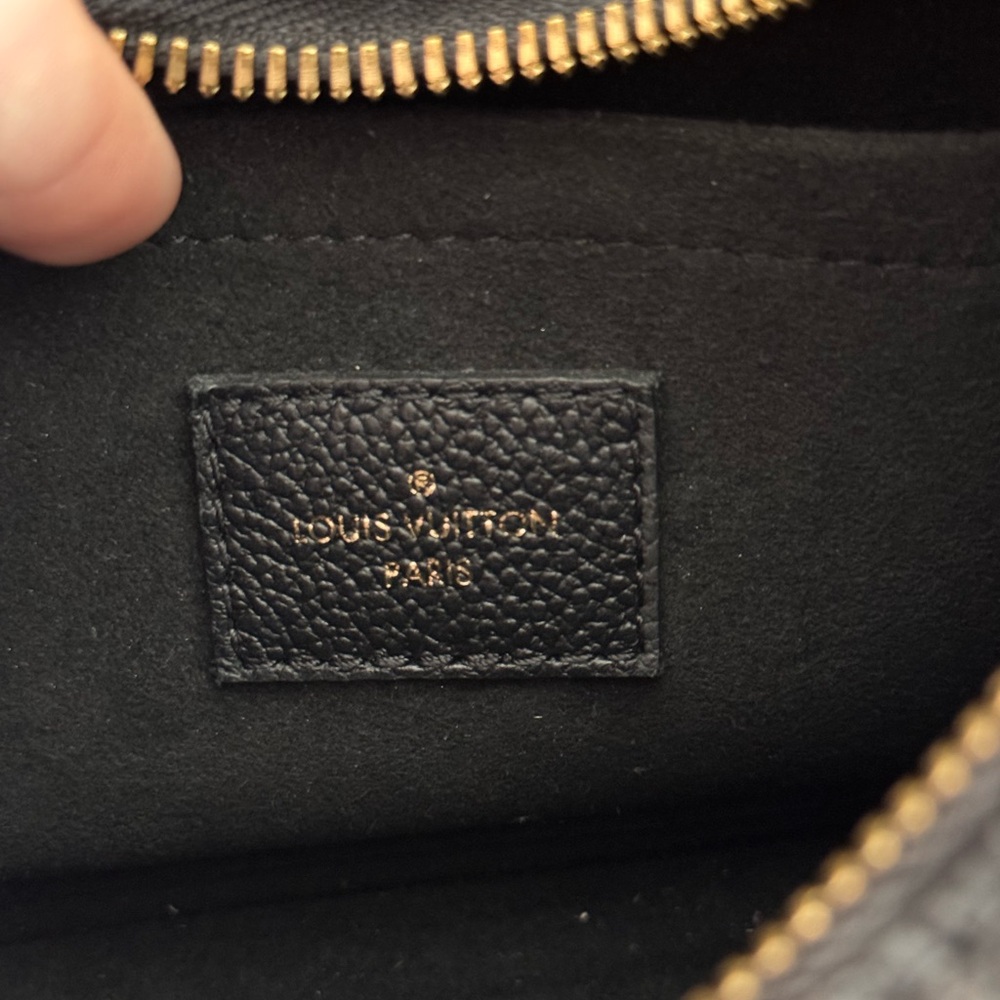 Louis Vuitton Black Embossed Monogram Shoulder Bag with Gold Hardware - Picture 5 of 13